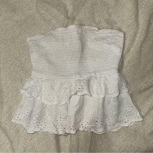 RSQ White Strapless Eyelet Blouse